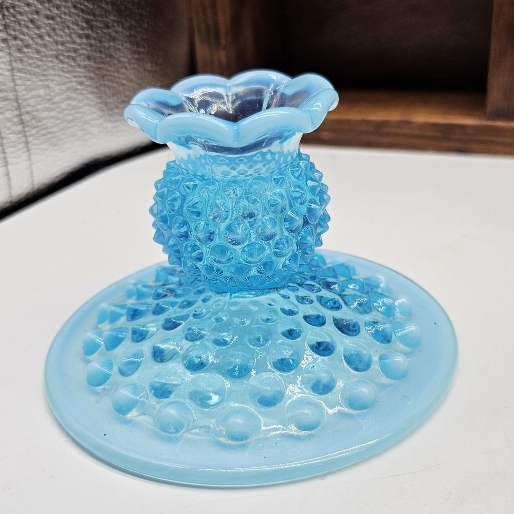 Blue Hobnail Vintage Candleholder